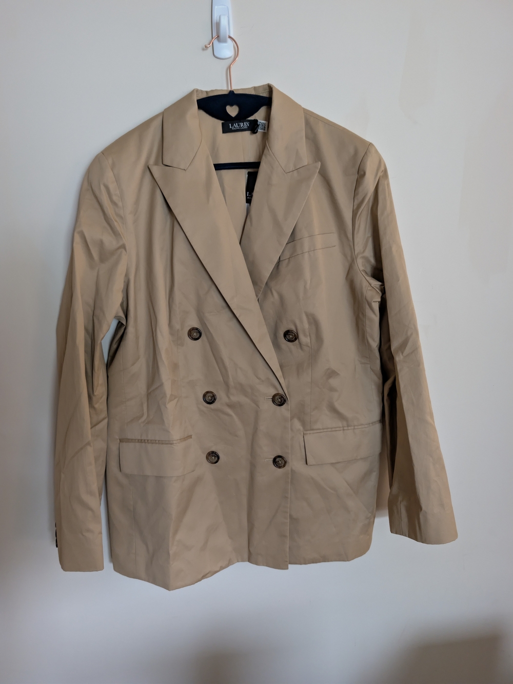 LAUREN Ralph Lauren Double-Breasted Beige Blazer
